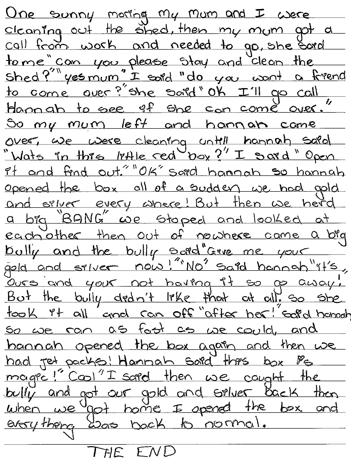 Student handwritten response